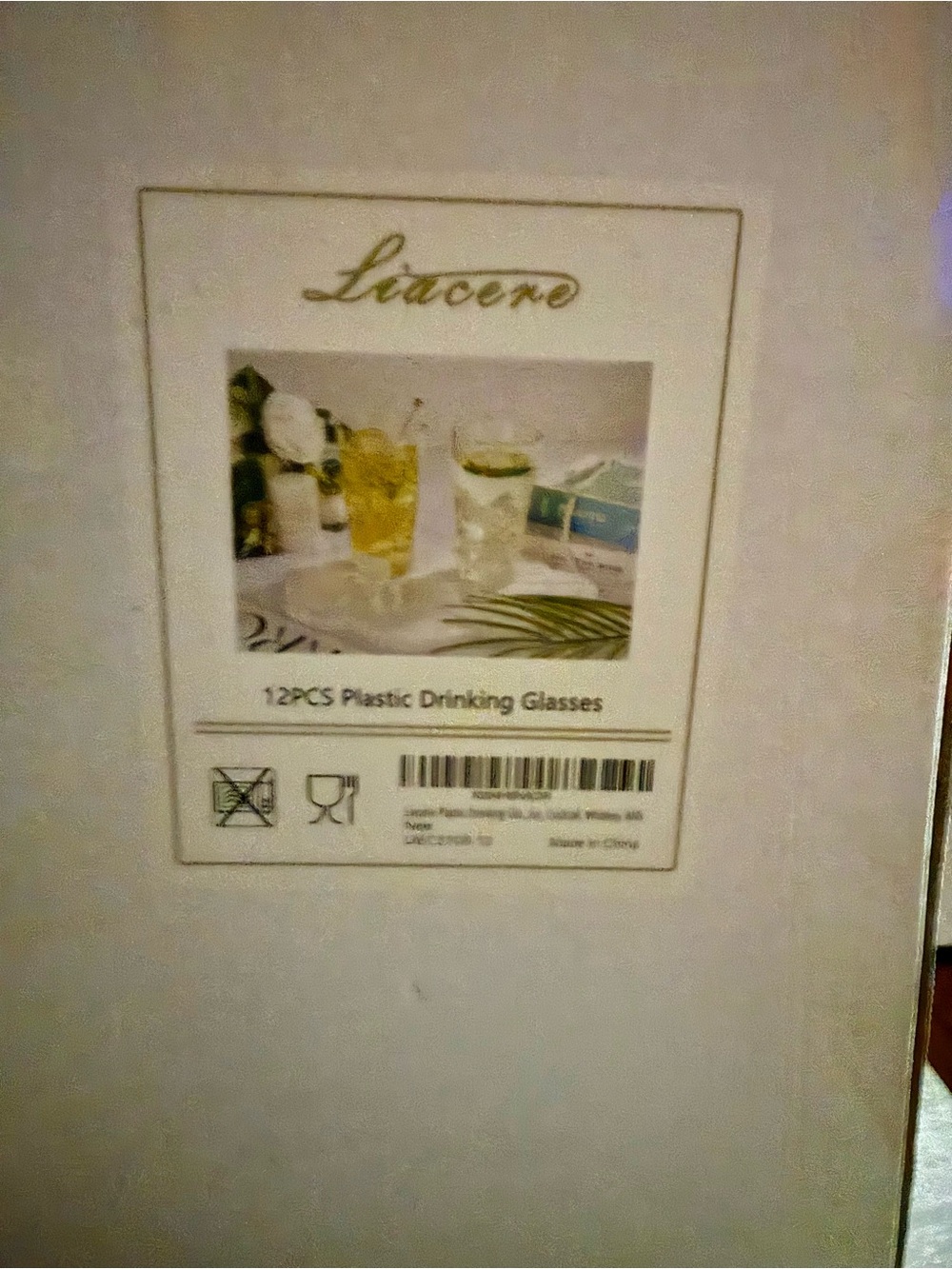 Liacero Clear Plastic Drinking Glasses - 12 Pack